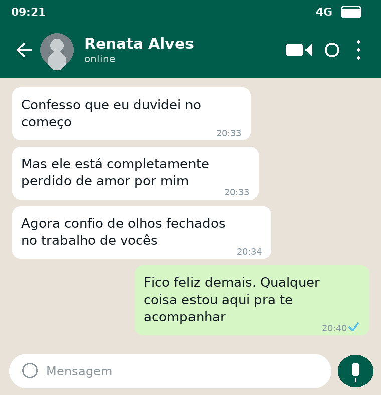 Print de conversa de cliente que superou a desconfiança